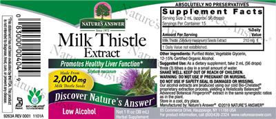 Milk Thistle Extract label