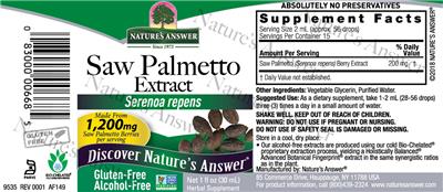 Saw Palmetto Extract label