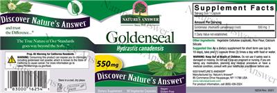 Goldenseal 550 mg label