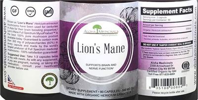 Lion's Mane 500 mg label