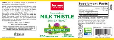 Milk Thistle 30:1 Extract label
