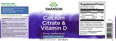 Calcium Citrate & Vitamin D label