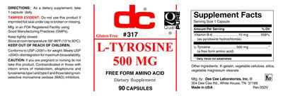 L-Tyrosine 500 mg label