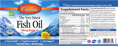 The Very Finest Fish Oil Natural Lemon Flavor label