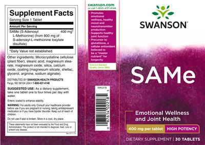 SAMe 400 mg label