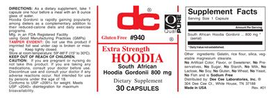 Extra Strength Hoodia 800 mg label