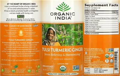Tulsi Turmeric Ginger label