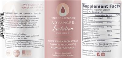 Advanced Lactation Formula label