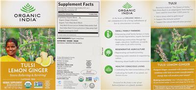 Tulsi Lemon Ginger label