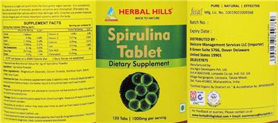 Spirulina Tablet label