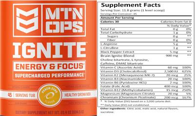 IGNITE Peach Zing Flavor label