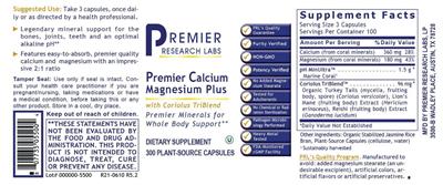 Premier Calcium Magnesium Plus label