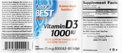 Vitamin D3 1000 IU label