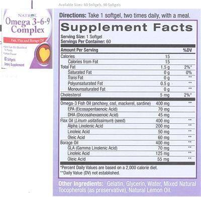 Omega 3-6-9 Complex label