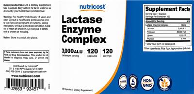 Lactase Enzyme Complex label
