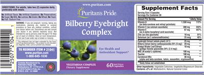 Bilberry Eyebright Complex label