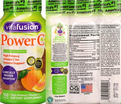 Power C Natural Orange Flavor label