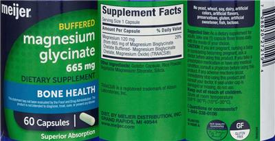 Magnesium Glycinate 665 mg label