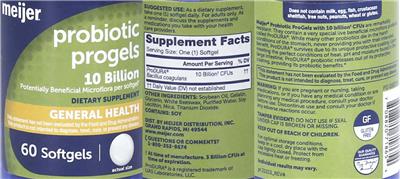 Probiotic Progels 10 Billion label