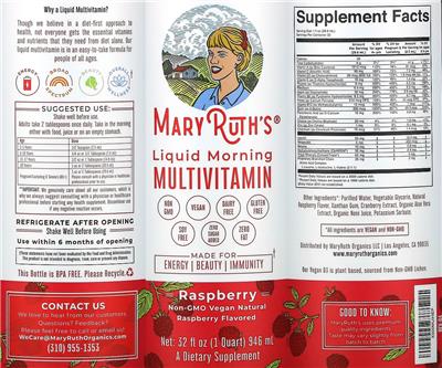 Liquid Morning Multivitamin Raspberry label