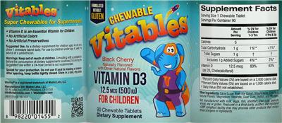 Chewable Vitamin D3 12.5 mcg for Children Black Cherry label