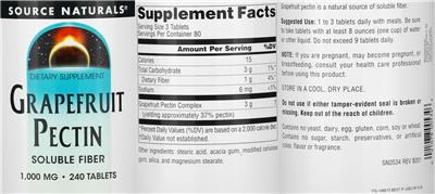 Grapefruit Pectin 1,000 mg label
