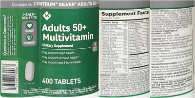 Adults 50+ Multivitamin label