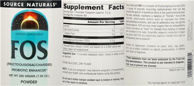 FOS Powder label