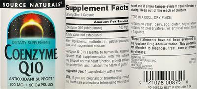 Coenzyme Q10 100 mg label