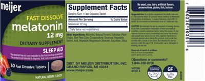 Melatonin 12 mg Berry Flavor label