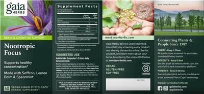 Nootropic Focus label