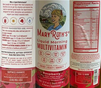 Liquid Morning Multivitamin Raspberry label