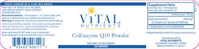 CoEnzyme Q10 Powder label