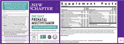 One Daily Prenatal Multivitamin label