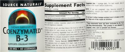 Coenzymated B-3 25 mg label