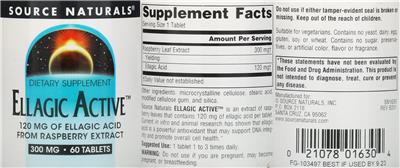 Ellagic Active 300 mg label