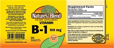 Vitamin B-1 100 mg label