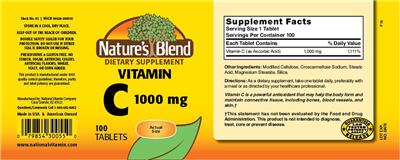 Vitamin C 1000 mg label