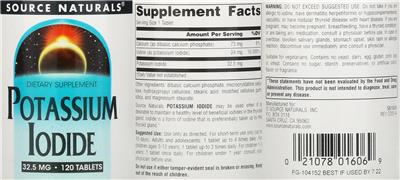 Potassium Iodide 32.5 mg label