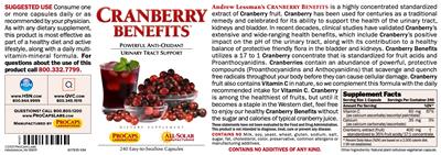 Cranberry Benefits label