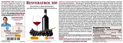 Resveratrol 100 label