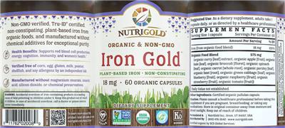 Iron Gold 18 mg label