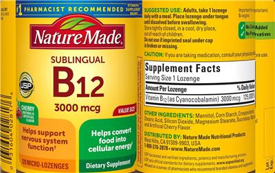 Sublingual B12 3000 mcg Cherry label