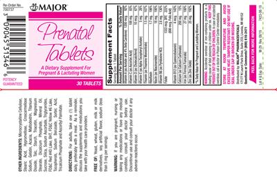 Prenatal Tablets label
