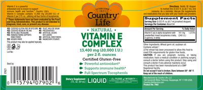Natural Liquid E Complex 13,400 mg (20,000 IU) label