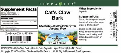 Cat's Claw Bark label