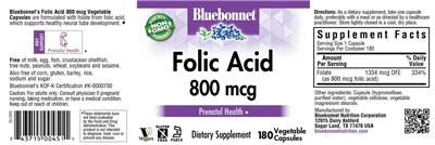 Folic Acid 800 mcg label