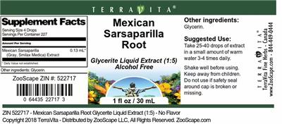 Mexican Sarsaparilla Root label