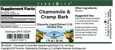 Chamomile & Cramp Bark label