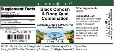 Black Cohosh & Dong Quai Combination label